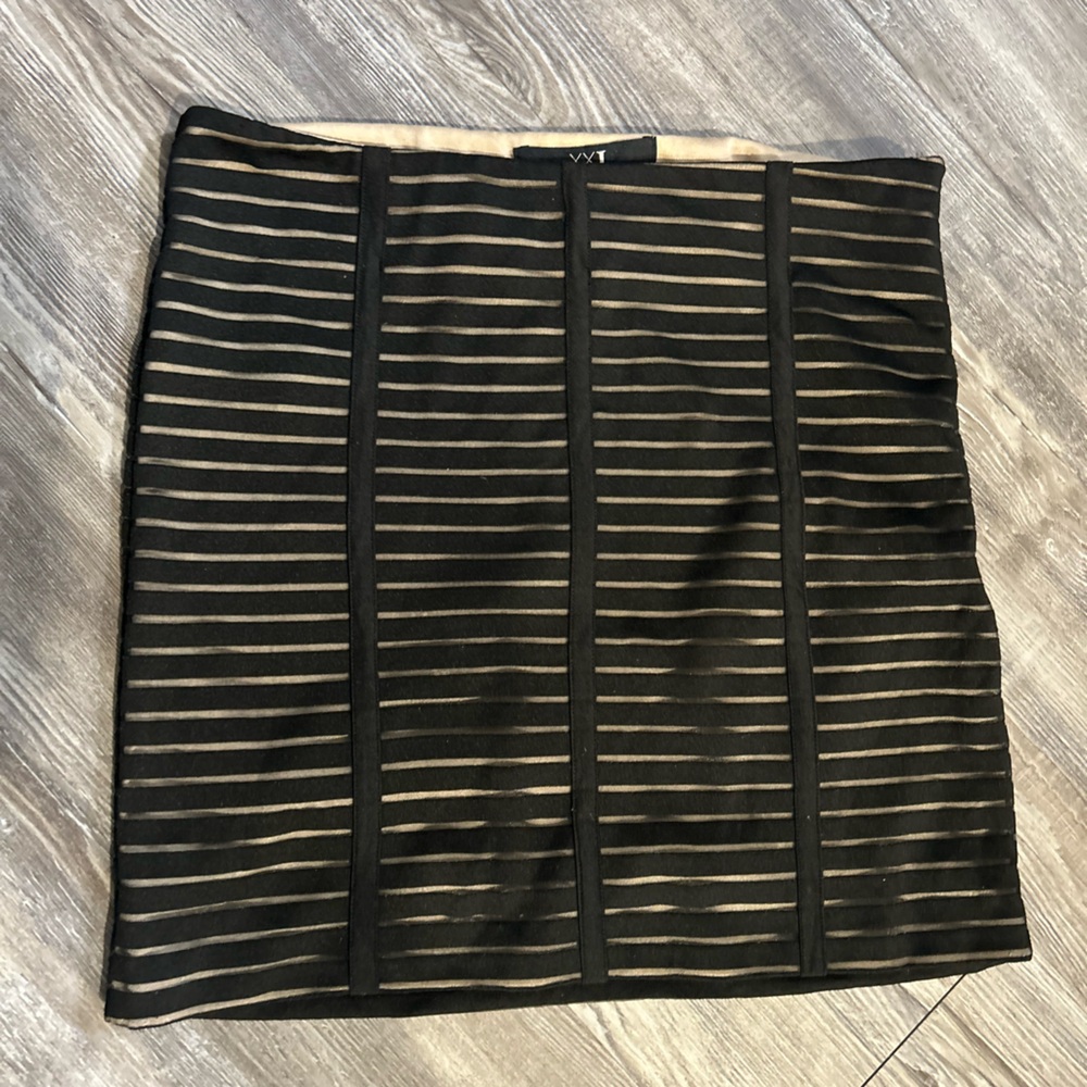 Forever 21 Black and Tan Striped Pencil Skirt